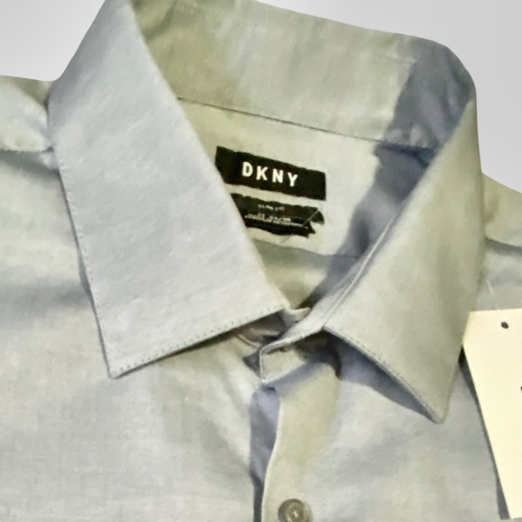 DKNY Mens Light Grey Cotton Lightweight Casual Office Party Slim Fit Shirt-XL - Picture 2 of 14